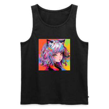 Anime, Neko Girl, Waifu, Japan - Men's Premium Organic Tank Top - black - Front - AI Model Male 178 light (178cm)