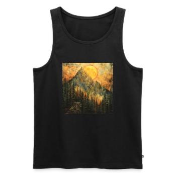 Montagnes, Paysage, Nature, Arbres, Soleil - Débardeur bio Premium Homme - noir - Devant - AI Model Male 178 light (178cm)