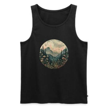 Boho, Blumen, Berge, Landschaft, Natur, Bäume - Männer Premium Bio Tank Top - Schwarz - Vorne - AI Model Male 178 light (178cm)