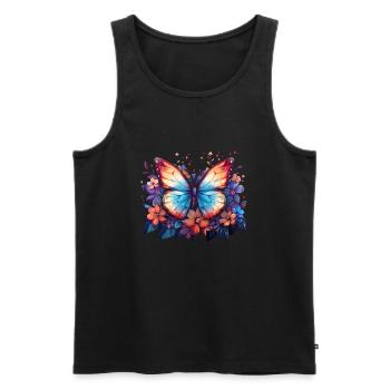 Butterfly, Flowers, Spring, Nature - Men's Premium Organic Tank Top - black - Front - Michal (187cm)