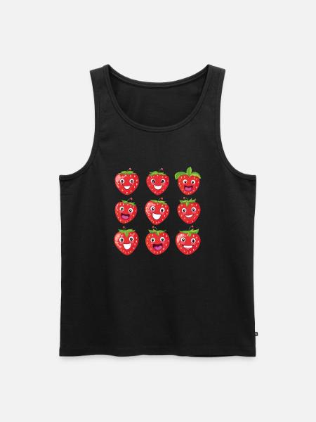 Erdbeere, Sommer, Frucht - Männer Premium Bio Tank Top - Schwarz