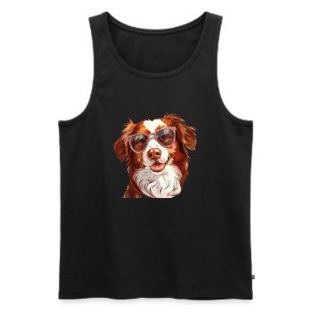 Epagneul Breton, Brittany dog, dog, sunglasses, - Men's Premium Organic Tank Top - black - Front - Michal (187cm)