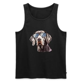 Weimaraner, hund, Sonnenbrille, sommer - Männer Premium Bio Tank Top - Schwarz - Vorne - Michal (187cm)