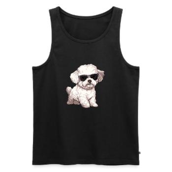 Bichon Frise, Bichon Frisé, Hund, Sonnenbrille - Männer Premium Bio Tank Top - Schwarz - Vorne - AI Model Male 178 light (178cm)