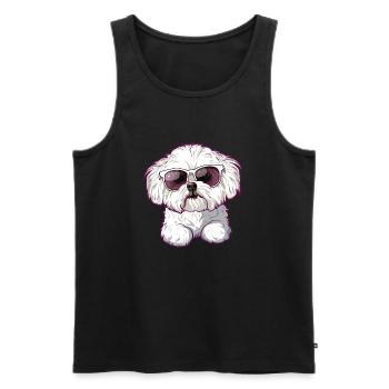 Bichon Frisé, Bichon Frise, Hund, Sonnenbrille - Männer Premium Bio Tank Top - Schwarz - Vorne - AI Model Male 178 light (178cm)