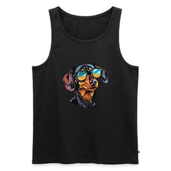Dackel Sommer Sonnenbrille - Männer Premium Bio Tank Top - Schwarz - Vorne - Michal (187cm)