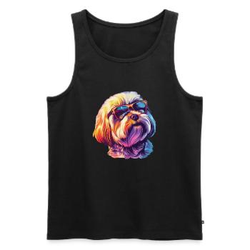 Lhasa Apso, Hund, Sonnenbrille, Sommer, geschenk - Männer Premium Bio Tank Top - Schwarz - Vorne - Michal (187cm)
