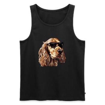 English Cocker Spaniel, Dog, Sunglasses, Summer - Men's Premium Organic Tank Top - black - Front - Michal (187cm)