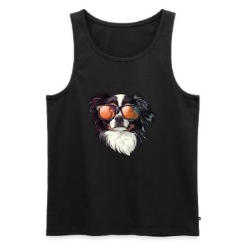 Japan chin, dog, sunglasses, summer, gift - Men's Premium Organic Tank Top - black - Front - AI Model Male 178 light (178cm)