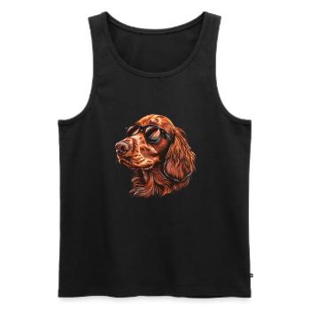 Setter Irlandais, Setter Rouge Irlandais, Chien - Débardeur bio Premium Homme - noir - Devant - AI Model Male 178 light (178cm)