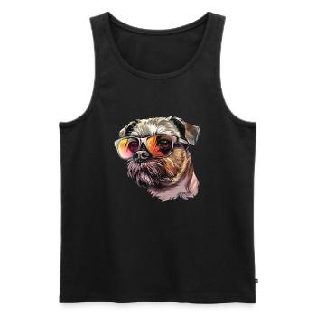 Belgian Dwarf Griffons, Brussles Griffon, Dog - Men's Premium Organic Tank Top - black - Front - AI Model Male 178 light (178cm)