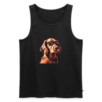 Irish Setter, Dog, Sunglasses, Summer - Men's Premium Organic Tank Top - black - Front - Michal (187cm)