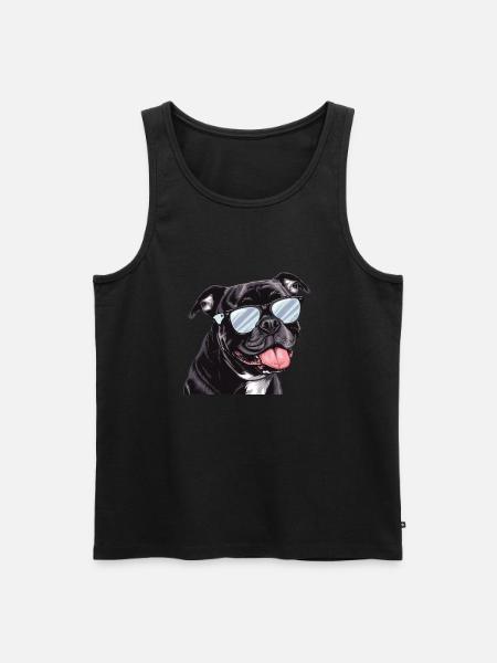 Staffordshire Bullterrier, Hund, Solglasögon - Ekologisk premium tanktopp herr - svart