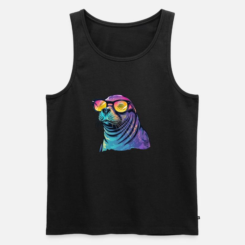 Robbe Seelöwe Sonnenbrille - Männer Premium Bio Tank Top - Schwarz