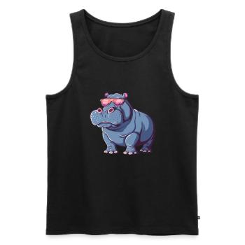 Hippo, Hippo, Hippo, Sunglasses, Summer - Men's Premium Organic Tank Top - black - Front - Michal (187cm)