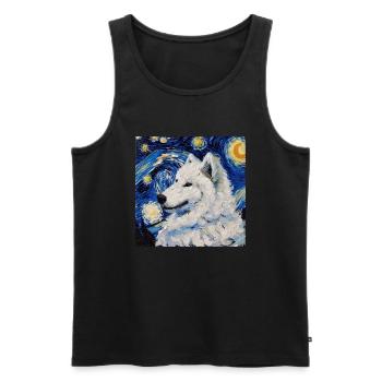 Samojede Samoyed Van Gogh Sternennacht Geschenk - Männer Premium Bio Tank Top - Schwarz - Vorne - Michal (187cm)
