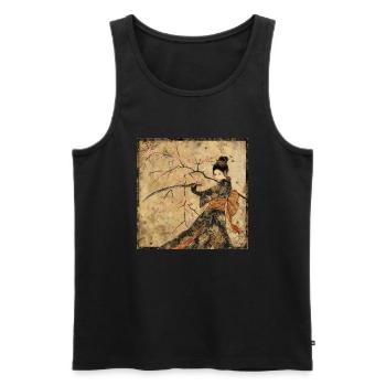 Japanisch, Samurai, Kirschblüte, Kunst, Ukiyo-E, s - Männer Premium Bio Tank Top - Schwarz - Vorne - AI Model Male 178 light (178cm)