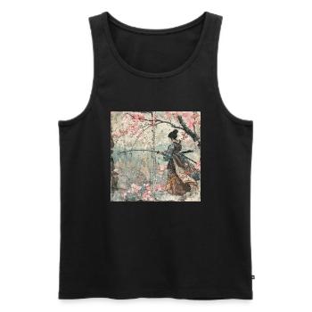 Japanisch, Samurai, Kirschblüte, Kunst, Ukiyo-E, s - Männer Premium Bio Tank Top - Schwarz - Vorne - AI Model Male 178 light (178cm)