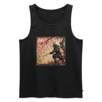 Japanisch Samurai Kirschblüte Kunst Ukiyo-E - Männer Premium Bio Tank Top - Schwarz - Vorne - AI Model Male 178 light (178cm)