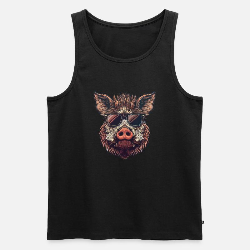 Wildschwein Sonnebrille - Männer Premium Bio Tank Top - Schwarz