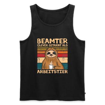 Beamter Faultier Verbeamtung Arbeitstier - Männer Premium Bio Tank Top - Schwarz - Vorne - AI Model Male 178 light (178cm)