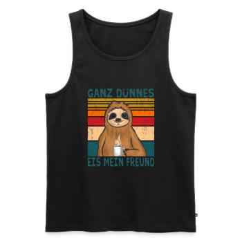 Vintage Faultier Ganz dünnes Eis mein Freund - Männer Premium Bio Tank Top - Schwarz - Vorne - Michal (187cm)
