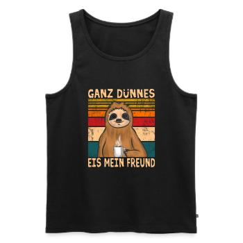 Vintage Faultier Ganz dünnes Eis mein Freund - Männer Premium Bio Tank Top - Schwarz - Vorne - Michal (187cm)