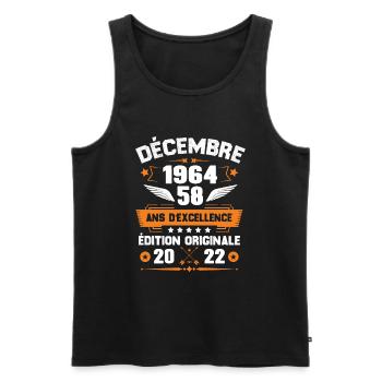 Décembre 1964 Idée Cadeau D'anniversaire 58 Ans - Débardeur bio Premium Homme - noir - Devant - Michal (187cm)