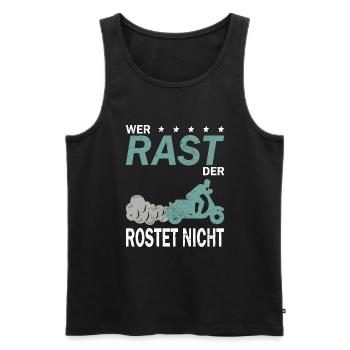 Retro Mopet Mofa Motorroller - Männer Premium Bio Tank Top - Schwarz - Vorne - Michal (187cm)
