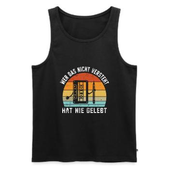 Retro Kassetten Tape mit Bleistift - Männer Premium Bio Tank Top - Schwarz - Vorne - Michal (187cm)