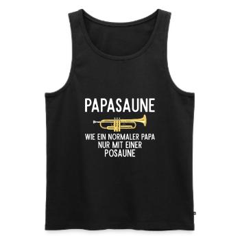 Papasaune Trombone Posaunen Papa Posaunist - Männer Premium Bio Tank Top - Schwarz - Vorne - Michal (187cm)