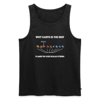Warum die Erde der beste Planet ist | Gitarre - Männer Premium Bio Tank Top - Schwarz - Vorne - AI Model Male 178 light (178cm)
