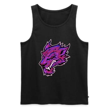 Tête de loup Tatouage Tête de Loup Graffiti Rose - Débardeur bio Premium Homme - noir - Devant - AI Model Male 178 light (178cm)