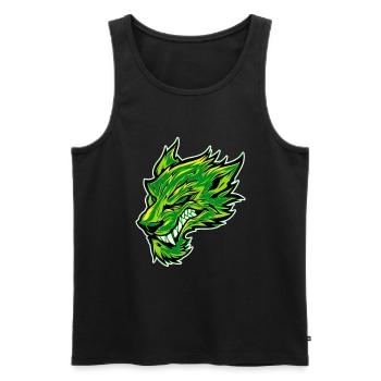 Tête de loup Tatouage Tête de loup Graffiti Vert - Débardeur bio Premium Homme - noir - Devant - AI Model Male 178 light (178cm)