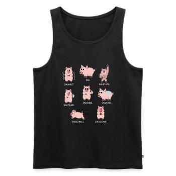 Saustark Saucool Sau Schwein Schweinebauer - Men's Premium Organic Tank Top - black - Front - AI Model Male 178 light (178cm)