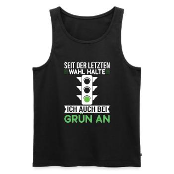 Traue niemals den Grünen Politik Statement - Männer Premium Bio Tank Top - Schwarz - Vorne - Michal (187cm)