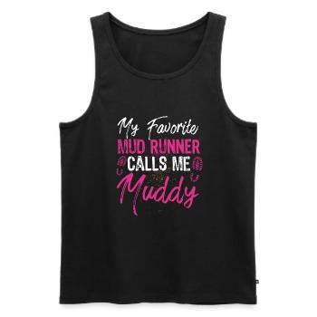 Funny Mud Run Mudder Muddy Sistas Mud Squad - Men's Premium Organic Tank Top - black - Front - AI Model Male 178 light (178cm)