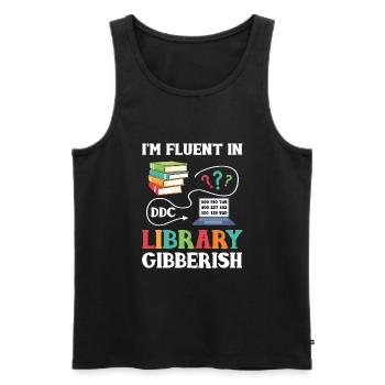 Library Assistant Library Assistant - Men's Premium Organic Tank Top - black - Front - AI Model Male 178 light (178cm)