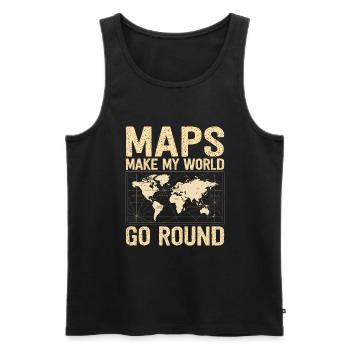 Cartographie Cartes cartographiques amateur - Débardeur bio Premium Homme - noir - Devant - Michal (187cm)