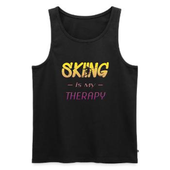 skiing is my therapy - Männer Premium Bio Tank Top - Schwarz - Vorne - Michal (187cm)