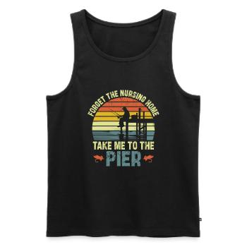 Pêcheur grand-père pêcheur retraite - Débardeur bio Premium Homme - noir - Devant - Michal (187cm)