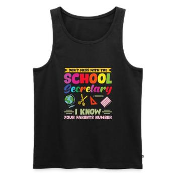 Secrétaire de l’école - Débardeur bio Premium Homme - noir - Devant - Michal (187cm)