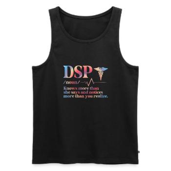Soutien direct Infirmière DSP professionnelle - Débardeur bio Premium Homme - noir - Devant - Michal (187cm)