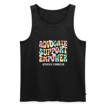 School Counselor - Men's Premium Organic Tank Top - black - Front - AI Model Male 178 light (178cm)