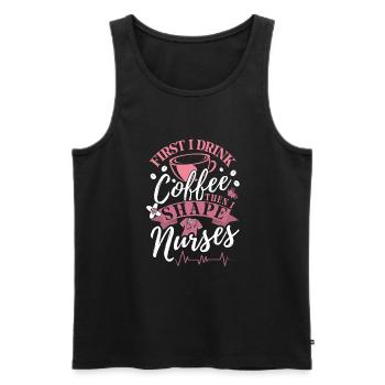 Infirmière enseignante - Débardeur bio Premium Homme - noir - Devant - Michal (187cm)