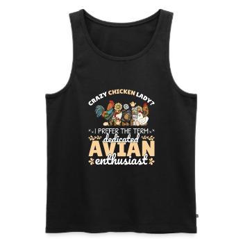 Crazy Chicken Lady - Men's Premium Organic Tank Top - black - Front - AI Model Male 178 light (178cm)