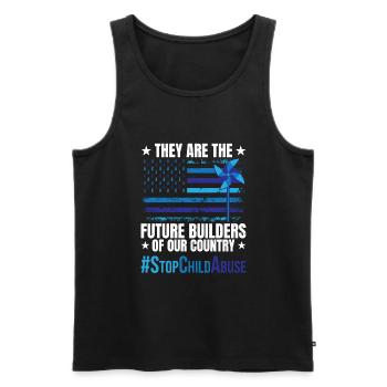 Stop Child abuse awareness - Men's Premium Organic Tank Top - black - Front - AI Model Male 178 light (178cm)