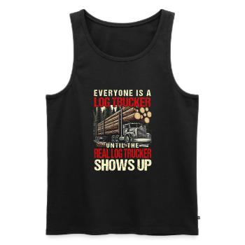 Log Truck Driver Timber Lorry Funny Logging Truck - Men's Premium Organic Tank Top - black - Front - AI Model Male 178 light (178cm)