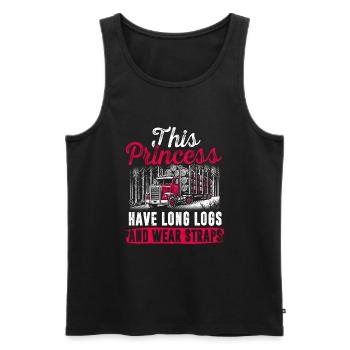 Log Truck Driver Timber Lorry Funny Logging Truck - Men's Premium Organic Tank Top - black - Front - AI Model Male 178 light (178cm)