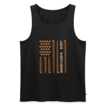 Log Truck Driver Timber Lorry Funny Logging Truck - Men's Premium Organic Tank Top - black - Front - AI Model Male 178 light (178cm)